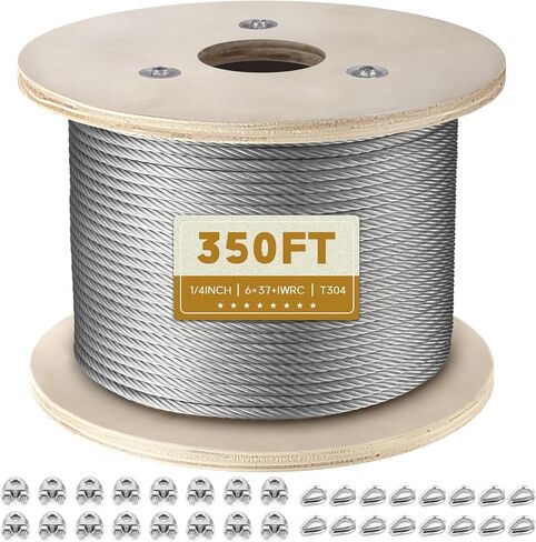 كابل من الفولاذ المقاوم للصدأ مقاس 1/4 بوصة، كابل طائرة بحبل سلكي بطول 100 قدم مع مشابك كابلات وكشتبانات لخط الانزلاق في الفناء الخلفي، وأضواء سلسلة ودرابزين على سطح السفينة، وبناء 6 × 37 جديلة in Kuwait