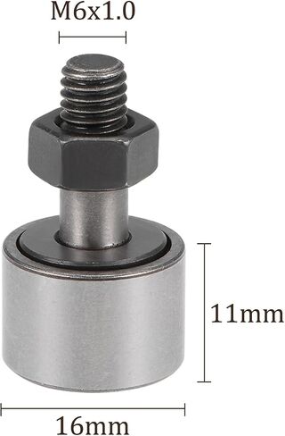 2 قطعة CF6/KR16 Cam Follower من نوع محمل ذو بكرات إبرية - [M3x1.0mm خيط ذكر 11 مم قطر الأسطوانة] نوع مسمار محامل بكرة المسار المصغرة لاستخدام أداة الآلة in Kuwait