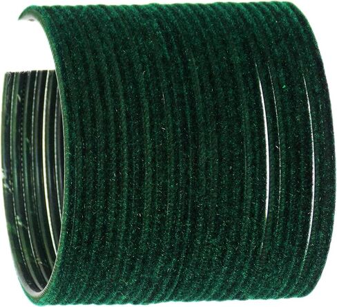 JD'Z COLLECTION مجموعة أساور المجوهرات الهندية للنساء والفتيات مجموعة أساور معدنية مخملية سادة مجوهرات متعددة الألوان مجموعة أساور متطابقة للنساء مجموعة أساور من 24 لون أخضر داكن in Kuwait