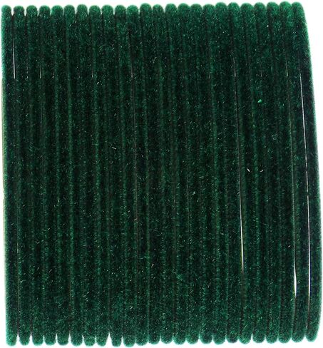 JD'Z COLLECTION مجموعة أساور المجوهرات الهندية للنساء والفتيات مجموعة أساور معدنية مخملية سادة مجوهرات متعددة الألوان مجموعة أساور متطابقة للنساء مجموعة أساور من 24 لون أخضر داكن in Kuwait