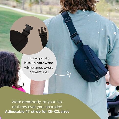 Maxie & Nova Theme Park Essentials Fanny Pack & Handheld USB Fan, Collapsible Water Bottle, Rain Ponchos, Cooling Towel, & Silicone Straw Keychain - Hiking, Concerts, Cruises, Sporting Events (Black) in Kuwait