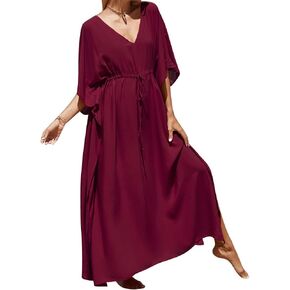 ODIZLI Kaftan Dresses Cover Up for Swimwear Women Swimsuits Coverup Women's Beach Suit Kimono Bat Sleeves One Size