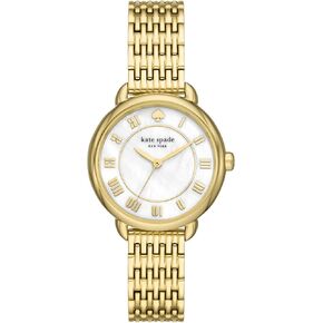 Kate Spade New York Women's Lily Avenue Gold and Black Leather Band Watch (Model: KSW1820)