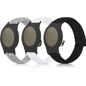 Elastic Airtag Bracelet for Kids， Nylon GPS Tracker Holder Protective Case Compatible with Apple Air Tag,Adjustable Anti Lost Airtag Watch Band for Kids Children Elders，3 Pack