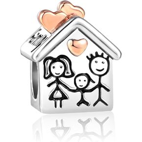 JMQJewelry House Family Home مطلي بالذهب الوردي على شكل قلب الحب للنساء خرزة تناسب أساور باندورا للأم والبنت والأخت in Kuwait
