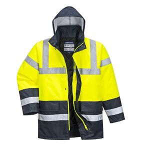 Portwest US466 سترة مطر للرجال مقاومة للماء Hi Vis متباينة للسلامة سترة مرورية عاكسة للضوء ANSI 3
