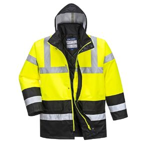 Portwest US466 Men's Waterproof Hi Vis Contrast Safety Rain Jacket High Visibility Reflective Traffic Jacket ANSI 3