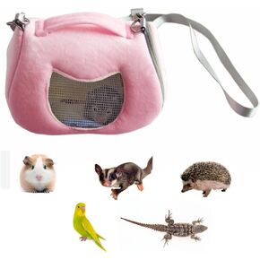 ANIAC Small Pet Carrier Bag with Adjustble Shoulder Strap Hamster travel cage Breathable Rat Carrier Portable Travel Carrier for Guinea pig Birds Bearded Dragon Hedgehog (Small, Grey)