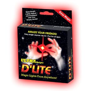 D'lite Regular Red Lightup Magic - Thumbs Set / 2 Original Amazing Ultra Bright Light - Closeup & Stage Magic Tricks - Easy Illusion Anyone Can Do It - Magic Trick for Adults (Regular Red)