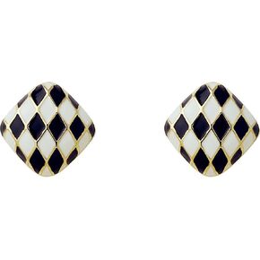 Checker Heart Stud Earrings for Women Girls Unique Temperament Enamel Black White Striped Checkerboard Lightweight Small Earrings for Minimalist Valentines Day Birthday Anniversary Fashion Jewelry Gifts