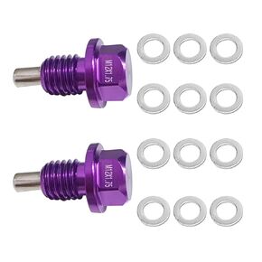 2Pcs M14 x1.5 Magnetic Oil Drain Plug Stainless Steel with 12 Copper Washer Gaskets Replacement for Toyota, Lexus, Nissan, Infiniti(Green)