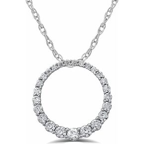Lab Grown Diamond Circle Necklace for Women | 1 1/2-2 Ct. Tw. 925 Sterling Silver Diamond Pendant Necklace