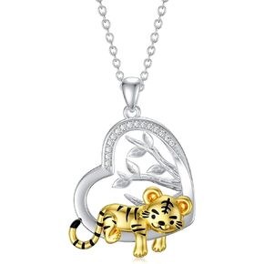 قلادة LONAGO على شكل حيوان مع شجرة الحياة من الفضة الإسترلينية عيار 925، قلادة على شكل أسد نمر لطيف للنساء in Kuwait