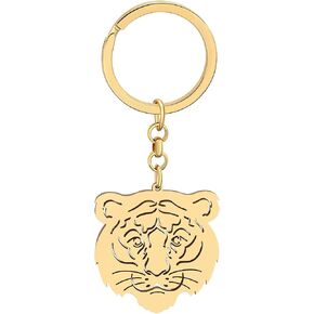 Cute Tiger Keychain Stainless Steel Keyring Wild Animals Jewelry Gifts for Women Girls Car Key Wallet in Kuwait