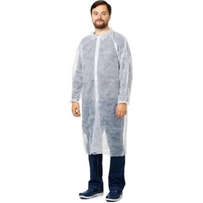 ABC Polypropylene Lab Coats XXXL, White Disposable Lab Coats for Adults 10 Pack, Labcoats Unisex 35 GSM, White Lab Coats Unisex with Hook and Loop Fasteners, Folded Collar, Elastic Wrists, No Pockets