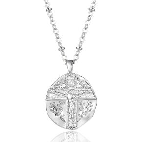 Forever Fervent Womens Crucifix Medallion Necklace | “Always Close to My Heart | Catholic Crucified Jesus Christ Charm Pendant | 18" - 20'' Inch
