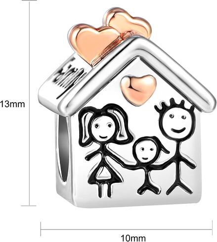 JMQJewelry House Family Home Rose Gold Plated Heart Love Women Bead Charms Fits Pandora Bracelets Mom Daughter Sister in Saudi Arabia