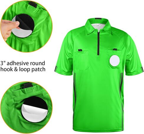 Cuffbow 3 Pcs Men's Soccer Referee Jersey Short Set Official Pro Soccer Referee Shirt Short Sleeve, Sports Pants and Socks in Kuwait