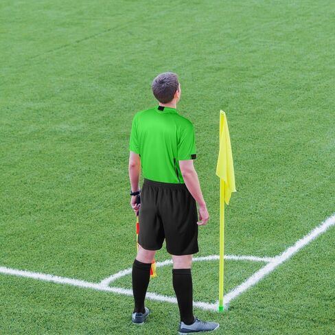 Cuffbow 3 Pcs Men's Soccer Referee Jersey Short Set Official Pro Soccer Referee Shirt Short Sleeve, Sports Pants and Socks in Kuwait