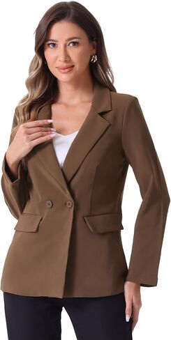 سترة مكتب العمل من Allegra K مزدوجة الصدر للنساء بأكمام طويلة مع جيب in Kuwait