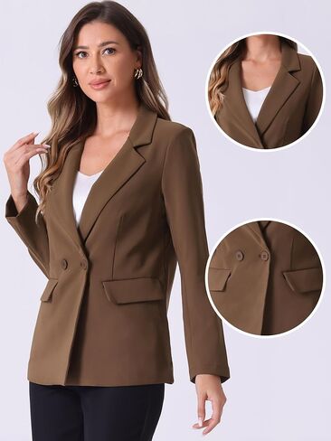 سترة مكتب العمل من Allegra K مزدوجة الصدر للنساء بأكمام طويلة مع جيب in Kuwait