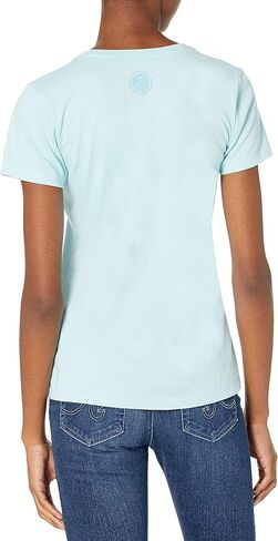 Life is Good Women's Crusher Graphic V-Neck T-Shirt Watercolor American Flag Heart in Saudi Arabia