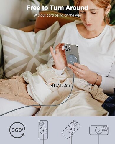 شاحن لاسلكي مغناطيسي iXular بقدرة 15 وات متوافق مع شاحن Mag-Safe لهاتف iPhone 15 14 Pro Max Plus/13 Pro Max Mini/12، وسادة شحن لاسلكية مغناطيسية لأجهزة Airpods 3/2/Pro (فضي، عبوة واحدة) in Kuwait