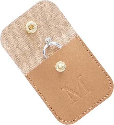 Full Grain Leather Wedding Ring Case, Engagement Pouch, Bride & Groom Jewelry Storage, Marriage Travel, Ring Bearer, Proposal Ring Holder, Handmade Coin Purse, Bourbon Brown in Kuwait