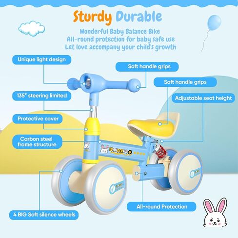 Baby Balance Bike,bakeling Balance Bike 2 Year Old,Bike seat for Kids,4 Wheelsbalance Bike 2+ Year Old,Baby Balance Bike with 4 Wheels in Saudi Arabia