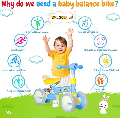 Baby Balance Bike,bakeling Balance Bike 2 Year Old,Bike seat for Kids,4 Wheelsbalance Bike 2+ Year Old,Baby Balance Bike with 4 Wheels in Saudi Arabia