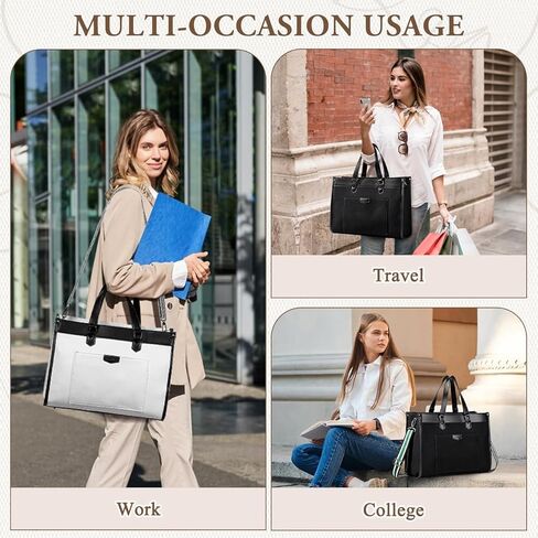 Chase Chic Laptop Bag for Women, Canvas Tote Bag for Work Lady 15.6 Inch Computer Shoulder Bag for College,Office in Kuwait