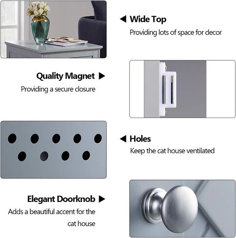 حاوية صندوق فضلات القطط الصغيرة من يونيباوز مع حصيرة، أثاث حمام القطط كيتي، غطاء صندوق فضلات مخفي، خزانة للقطط الصغيرة، صندوق فضلات مخبأ، بيت القطط in Kuwait