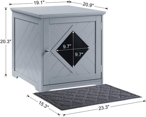 حاوية صندوق فضلات القطط الصغيرة من يونيباوز مع حصيرة، أثاث حمام القطط كيتي، غطاء صندوق فضلات مخفي، خزانة للقطط الصغيرة، صندوق فضلات مخبأ، بيت القطط in Kuwait