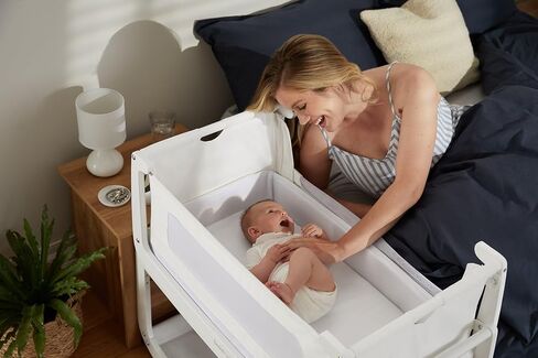 SnuzPod 5 Bedside Bassinet for Baby - Newborn bed with Zip Down Breathable Windows, Bedside Sleeper with Lift-Off Bassinet, Portable & Rocking Stand, 3-in-1 Baby Cradle with Wheels & Mattress, Natural in Saudi Arabia