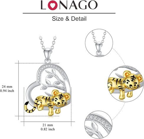قلادة LONAGO على شكل حيوان مع شجرة الحياة من الفضة الإسترلينية عيار 925، قلادة على شكل أسد نمر لطيف للنساء in Kuwait