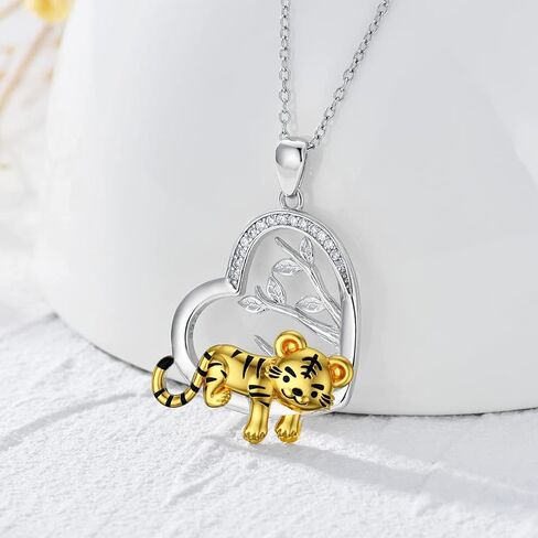 قلادة LONAGO على شكل حيوان مع شجرة الحياة من الفضة الإسترلينية عيار 925، قلادة على شكل أسد نمر لطيف للنساء in Kuwait