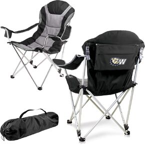 PICNIC TIME NCAA Reclining Camp Chair, One Size, Navy Blue with Gray Accents