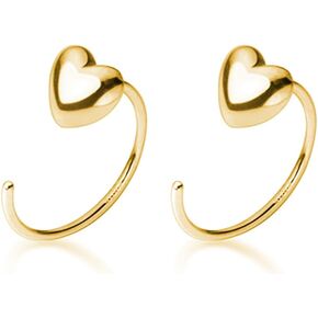 Reffeer Solid 925 Sterling Silver Heart Half Hoop Earrings for Women Teen Girls Open Heart Hoop Earrings Love Heart Earrings Huggie