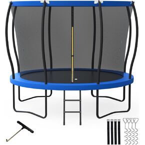 Trampoline,12FT Recreational Trampolines with Safety Enclosure&Ladder, ASTM Approved - Combo Bounce Outdoor Trampoline for Kids and Adults