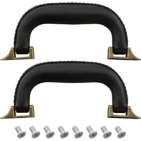 2x غيتار صندوق موسيقي مقبض 160 مللي متر بولي PU حقيبة جلدية مقبض سبيكة قاعدة استبدال مع مسامير أبيض بني in Kuwait