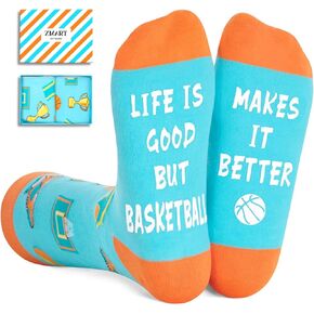 Zmart Unisex Funny Socks Funny Basketball Socks Men Women, Basketball Coach Gifts Gifts For Basketball Lovers Basketball Team Gifts Gifts For Basketball Players, Basketball Light Blue, M