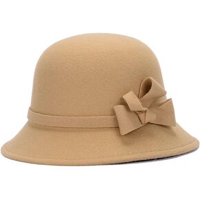 CynKen Women's Imitation Wool 1920S Vintage Cloche Bucket Church Bowler Bow Fall Winter Hats in Kuwait