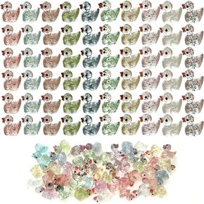 60 قطعة من أشكال البط الصغيرة من Kuanfine تتوهج في الظلام، بطة صغيرة من الراتنج، خرزة البط المصغرة المضيئة لتزيين المناظر الطبيعية في الحديقة وحوض السمك (مضيئة) in Kuwait