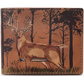HoJ Co. Deer Ornament Bifold | Men's Leather Wallet | Hand Burnished Full Grain Cowhide | Deer Hunter Gift | Classic Slim Wallet