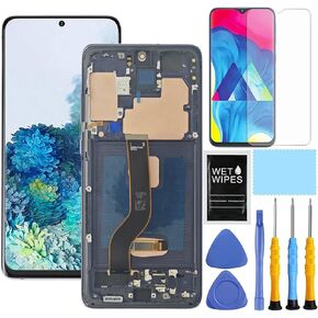 AMOLED for Samsung Galaxy S20 Plus 5G Screen Replacement for Samsung S20+ LCD Display Digitizer SM-G985u G985a G985w G986u G986a G986w Touch Screen Assembly 6.7 inch (Blue with Frame)