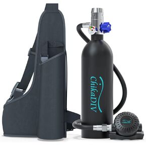 Mini Scuba Tank with 1L Capacity Portable Scuba Diving Tank with Handpump Diving Equipment Fit for Emergency Rescue, Fishing, Snorkeling, and Ship Repair