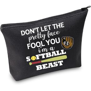 TSOTMO Softball Gift Softball Zipper Makeup Pouch For Softball Lovers Softball Player Coach Gift Softball Team Bag (SOFTBALL BEAST)