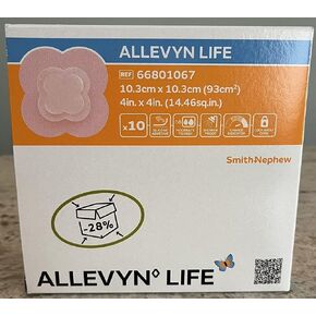 Smith+Nephew ALLEVYN Life Wound Dressing, 4"in X 4"in Box of 10