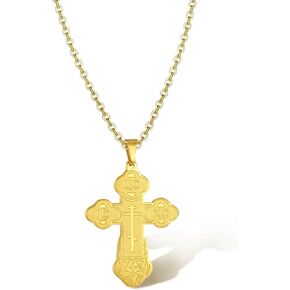SIPURIS Orthodox Cross Necklace for Men Jesus Christ Orthodox Crucifix Pendant Stainless Steel Religious Christian Jewelry Birthday Gift (Sliver)