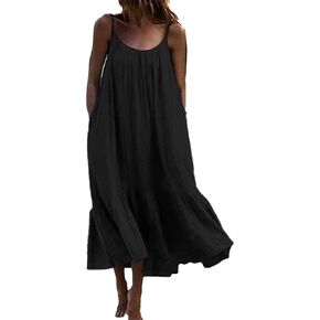 KEOMUD Women's Summer Casual Sleeveless Loose Dress Beach Maxi Long Dress